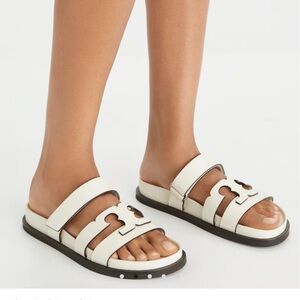 Tory Burch Cream Slide Sandals